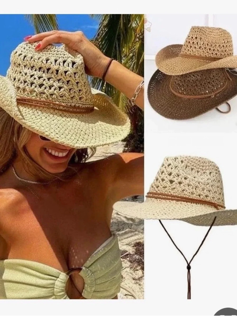 NWOT cowgirl/cowboy  Wolven straw, beige color, summer hat.